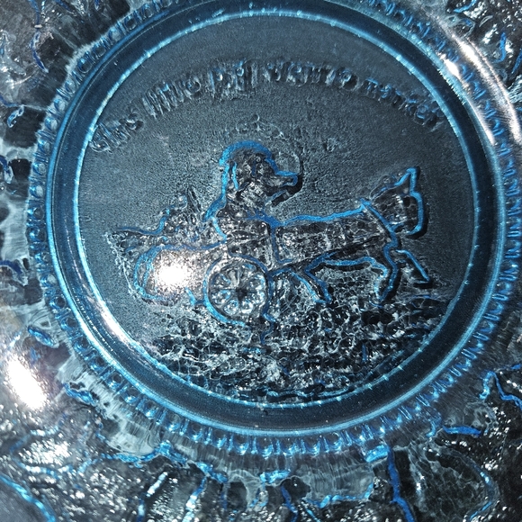 Tiara Indiana Blue Glass Nursery Rhyme Salad/ Desert/ Luncheon Plate set of 4 - Picture 14 of 14